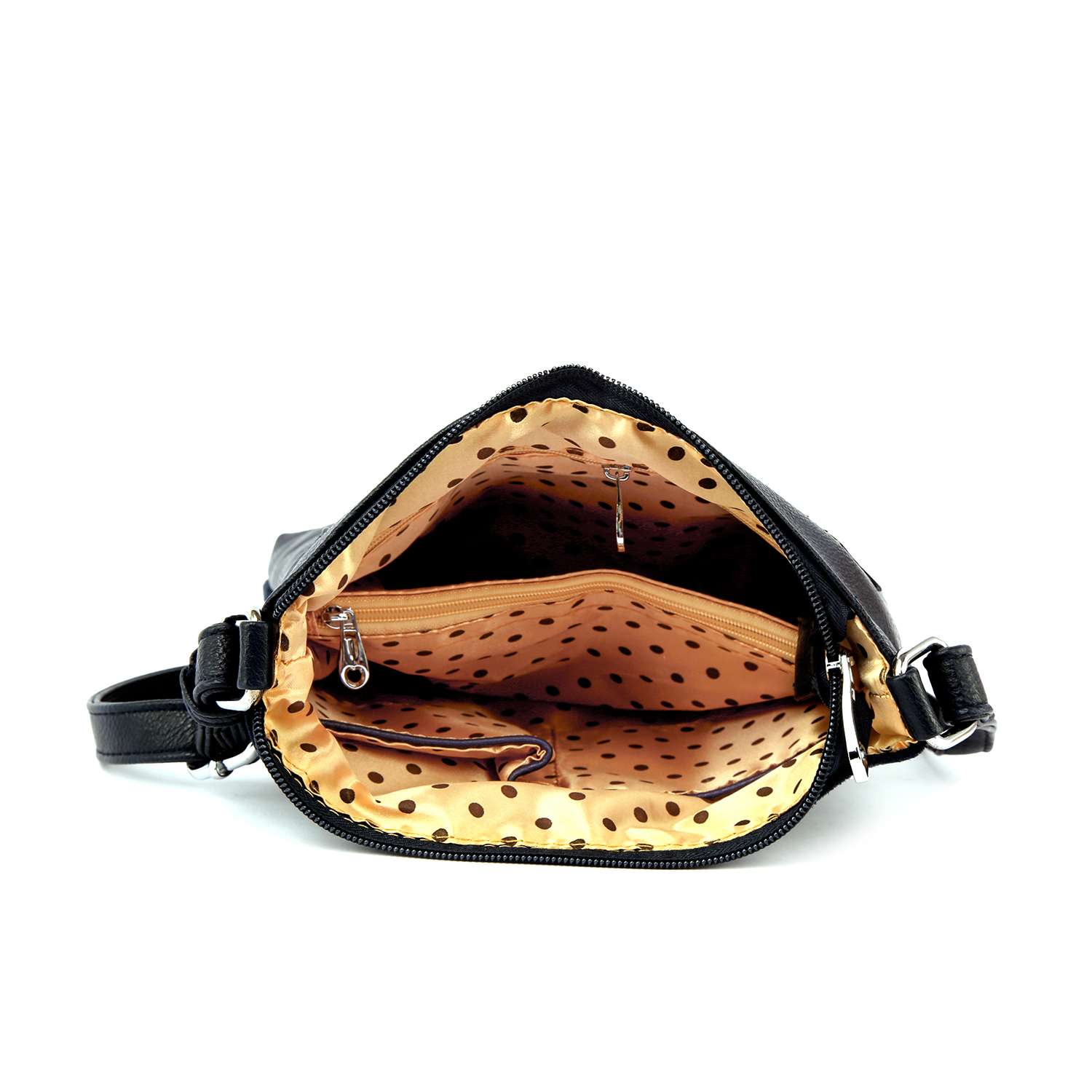 Rhinestone Skull And Rose Crossbody Sling: Black