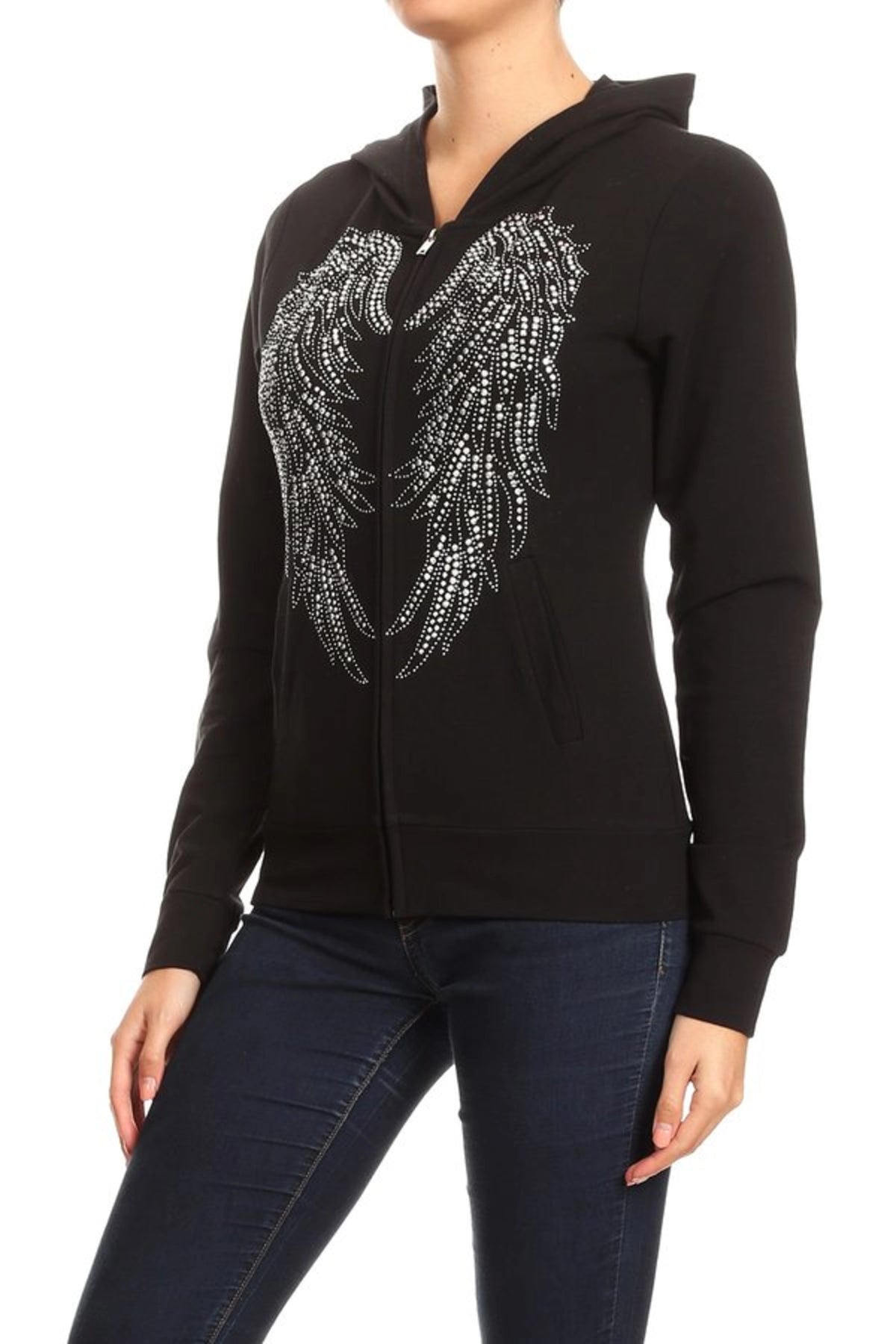 Studded out Angel Wing Hoodie Zip-up Jacket