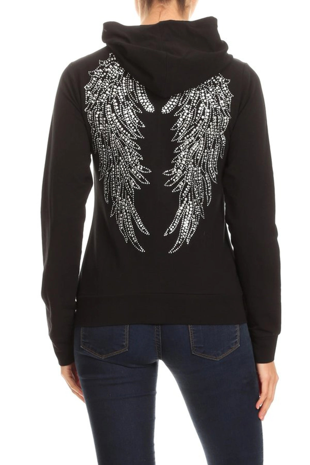 Studded out Angel Wing Hoodie Zip-up Jacket