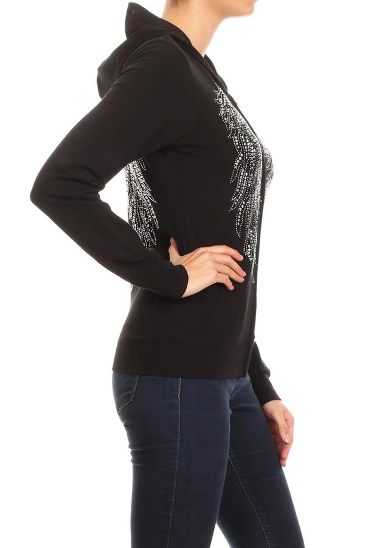 Studded out Angel Wing Hoodie Zip-up Jacket