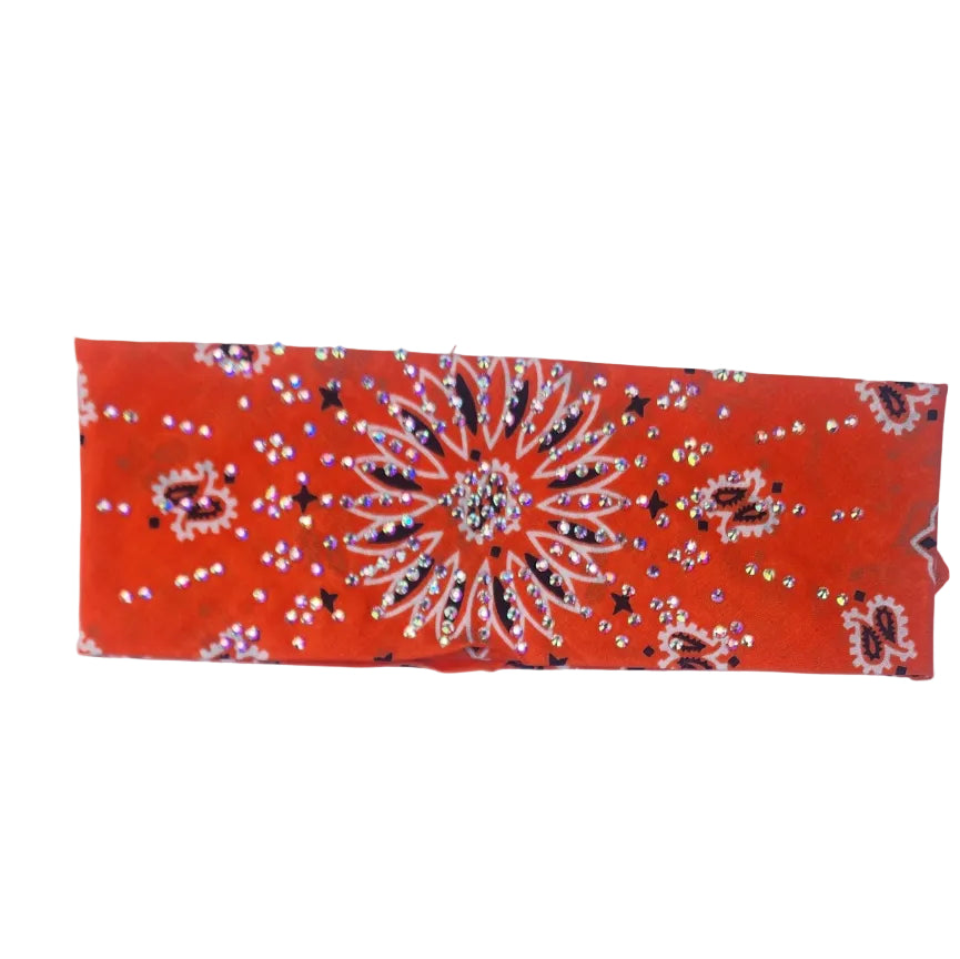 Orange Rhinestone Bandana Headband