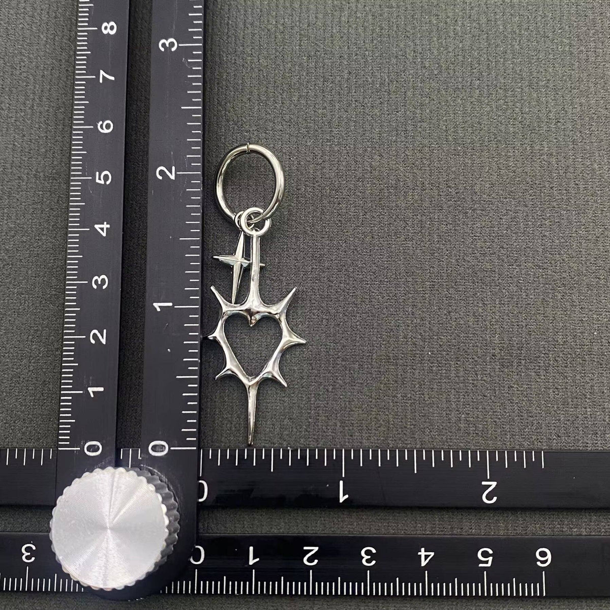 Gothic Silver Tone Thorns Hollow Heart Huggie Earrings