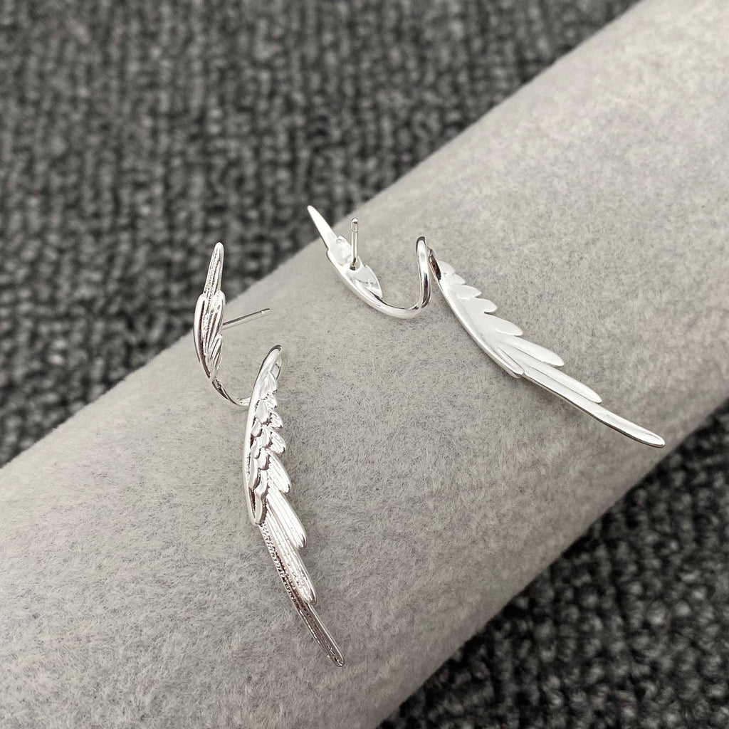 Silver-plated Angel Wings Post Earrings