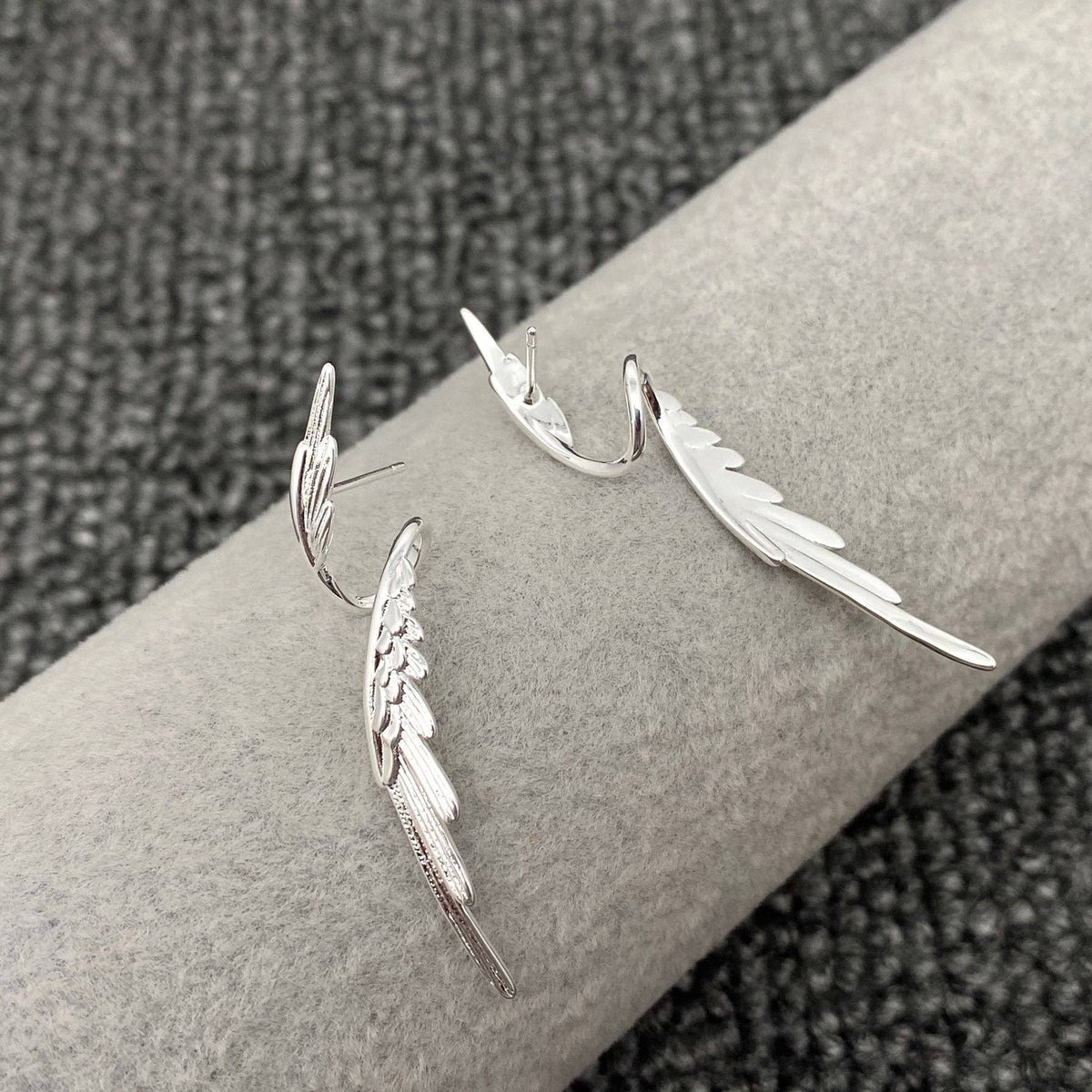 Silver-plated Angel Wings Post Earrings