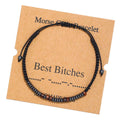 Multi-style Hand-woven Wood Bead Morse Code Bracelet: Best Bitches