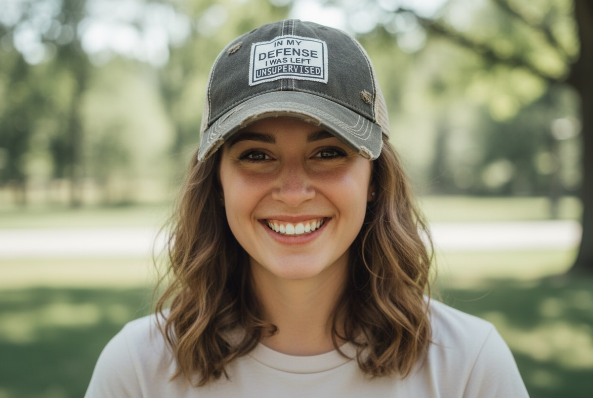 In My Defense I Was Left Unsupervised Distressed Trucker Cap