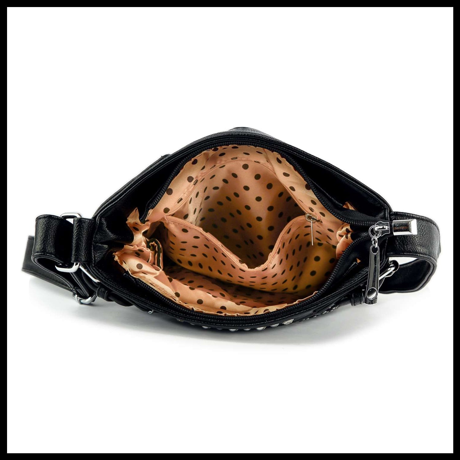 Wings Design Rhinestone Crossbody Sling: Black