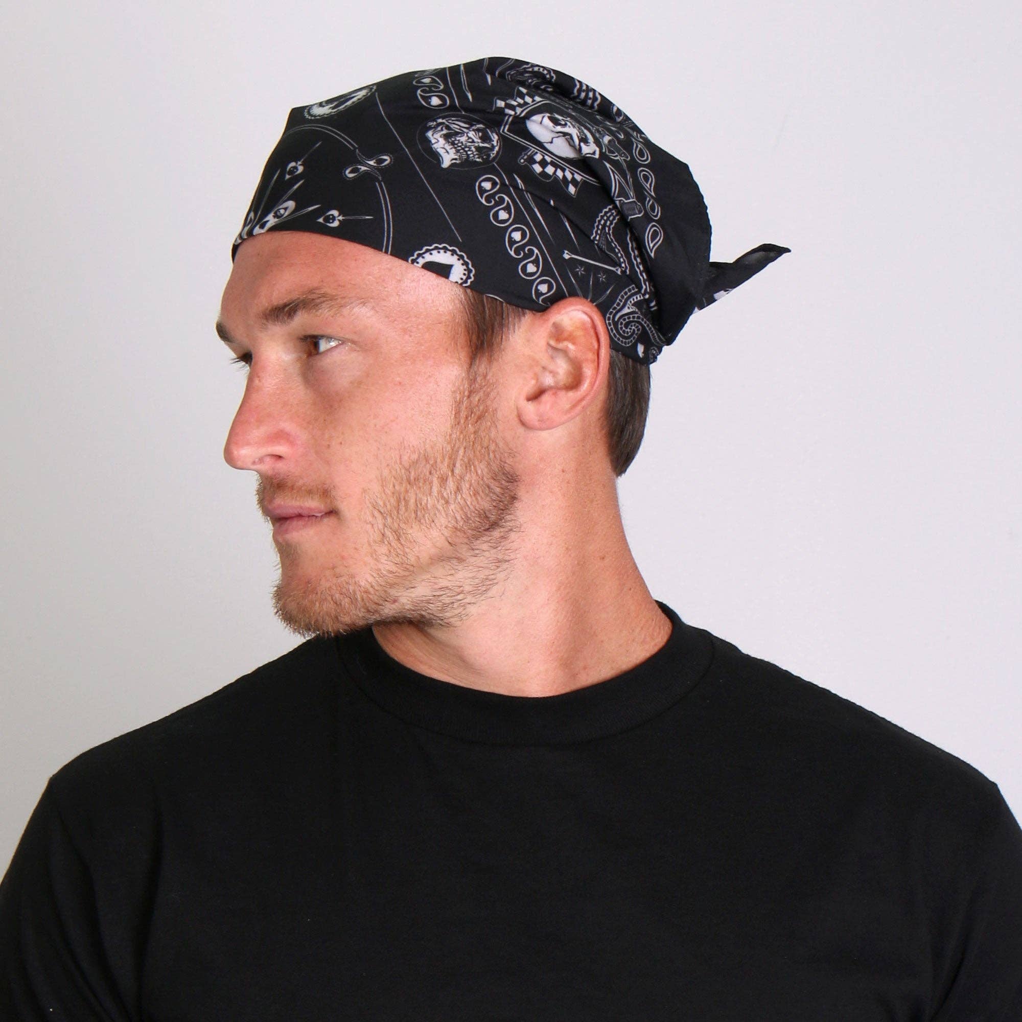 Spade Skull Paisley Bandana: 21"X21"