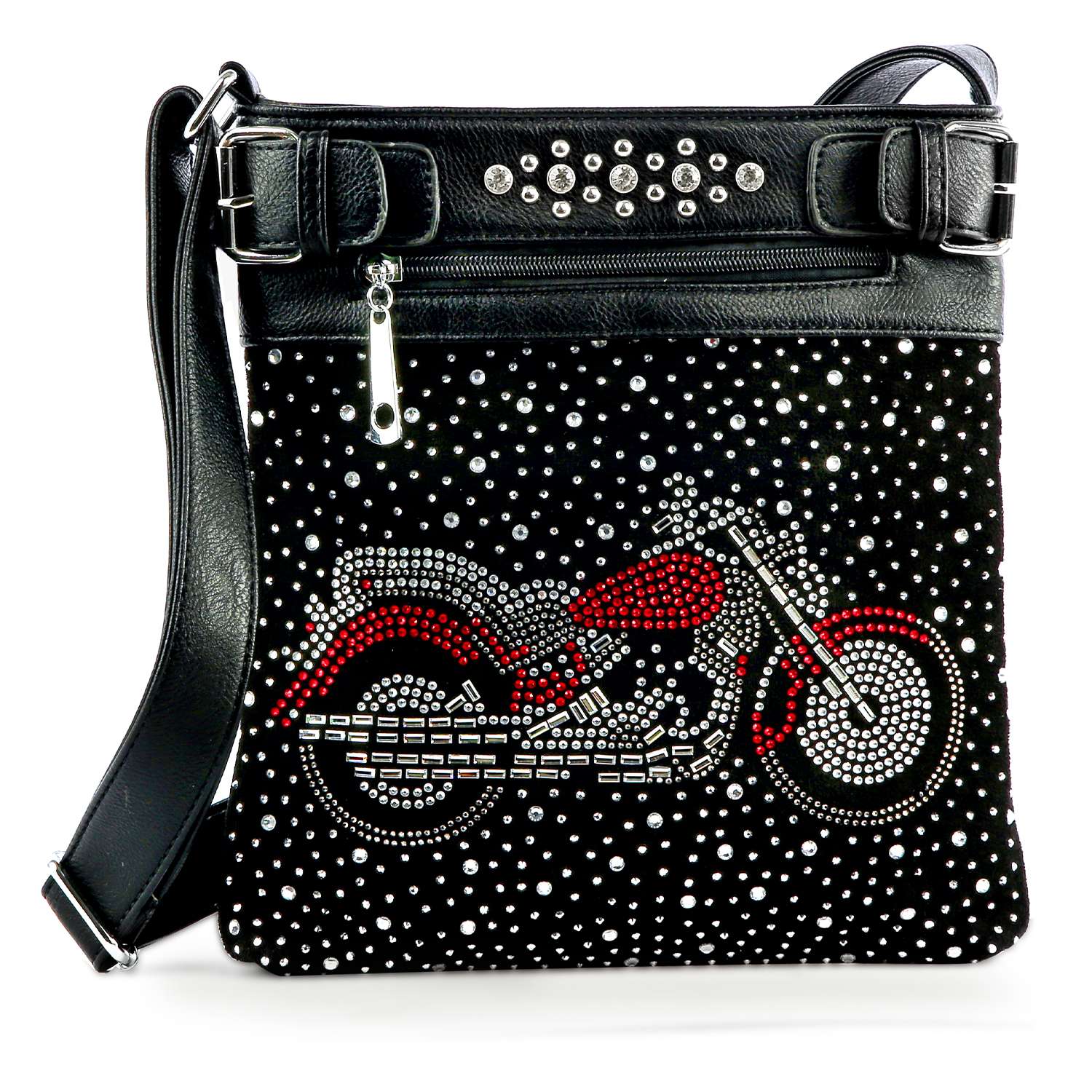 Motorcycle Design Crossbody Sling: Black