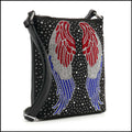 American Flag Wing Design Crossbody Bag: Black