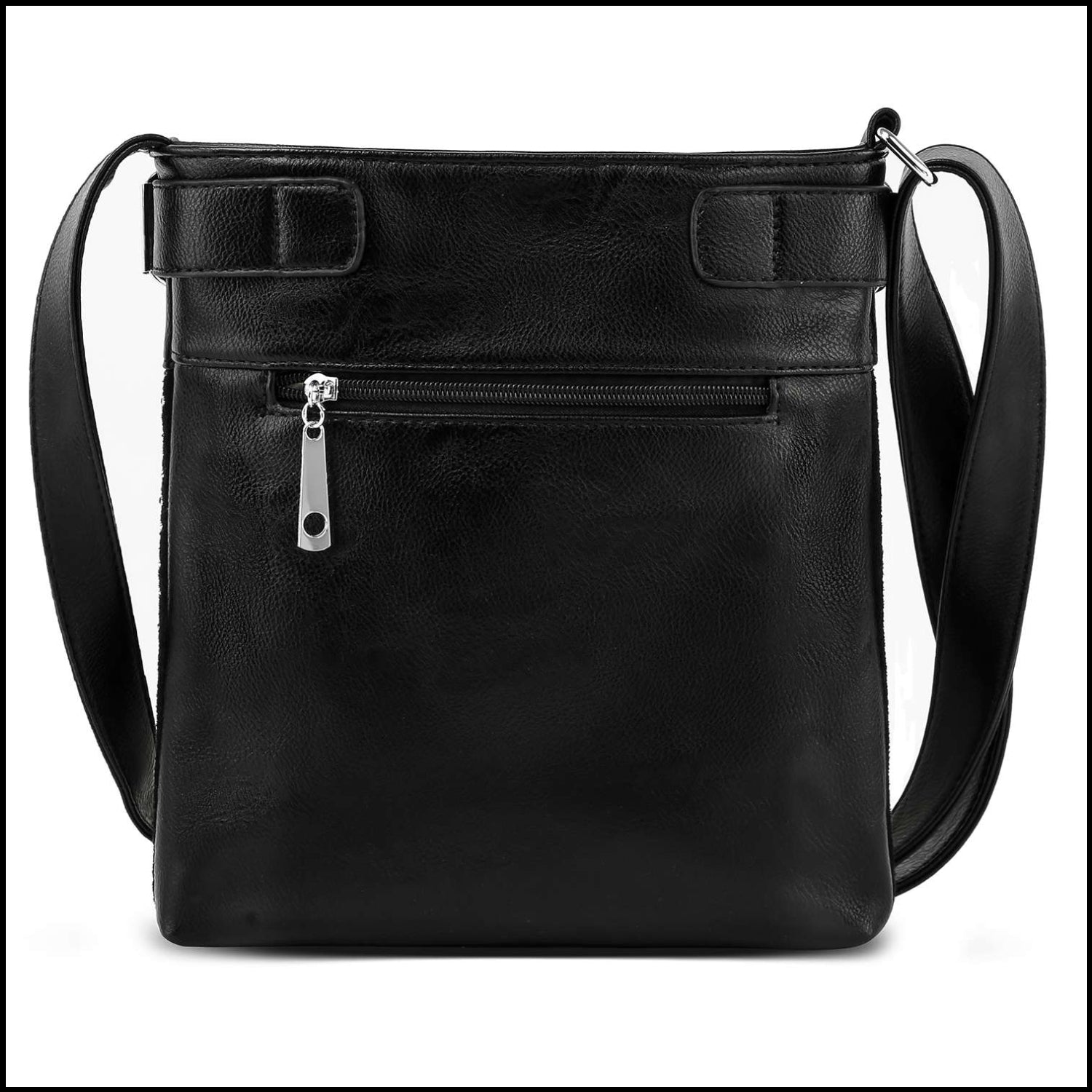 Wings Design Rhinestone Crossbody Sling: Black