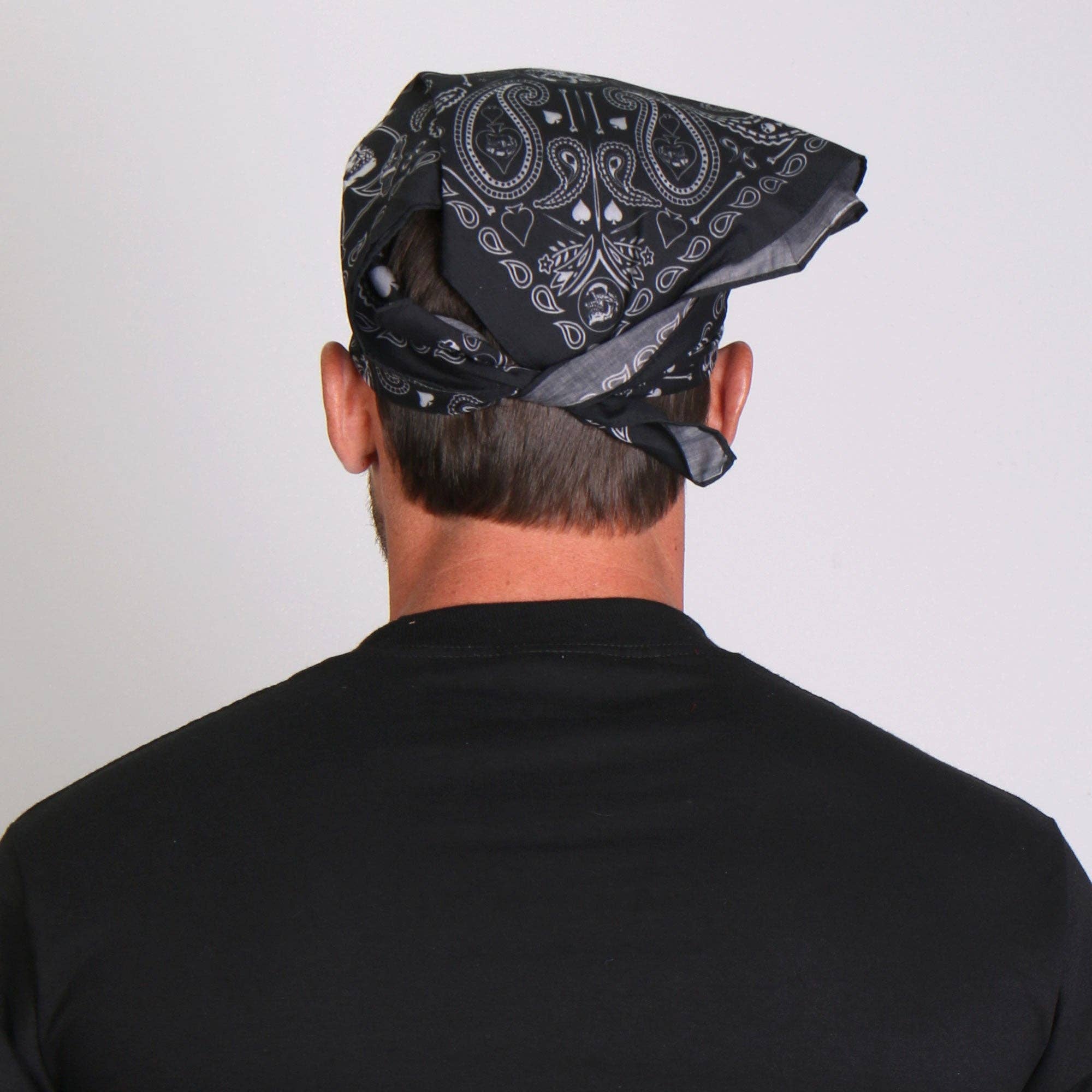 Spade Skull Paisley Bandana: 21"X21"