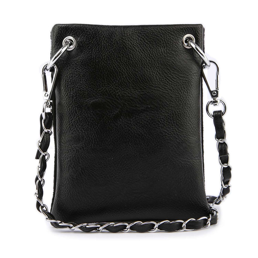Rhinestone Design Ultra Crossbody Sling: Black