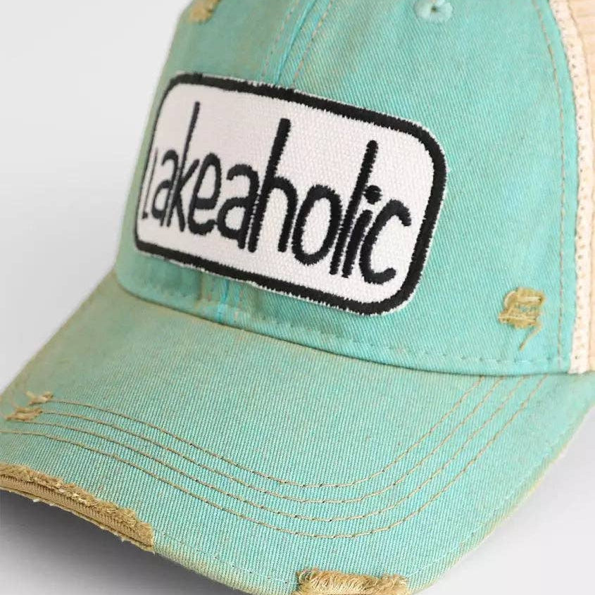 Lakeaholic - Mint Distressed Trucker Hat