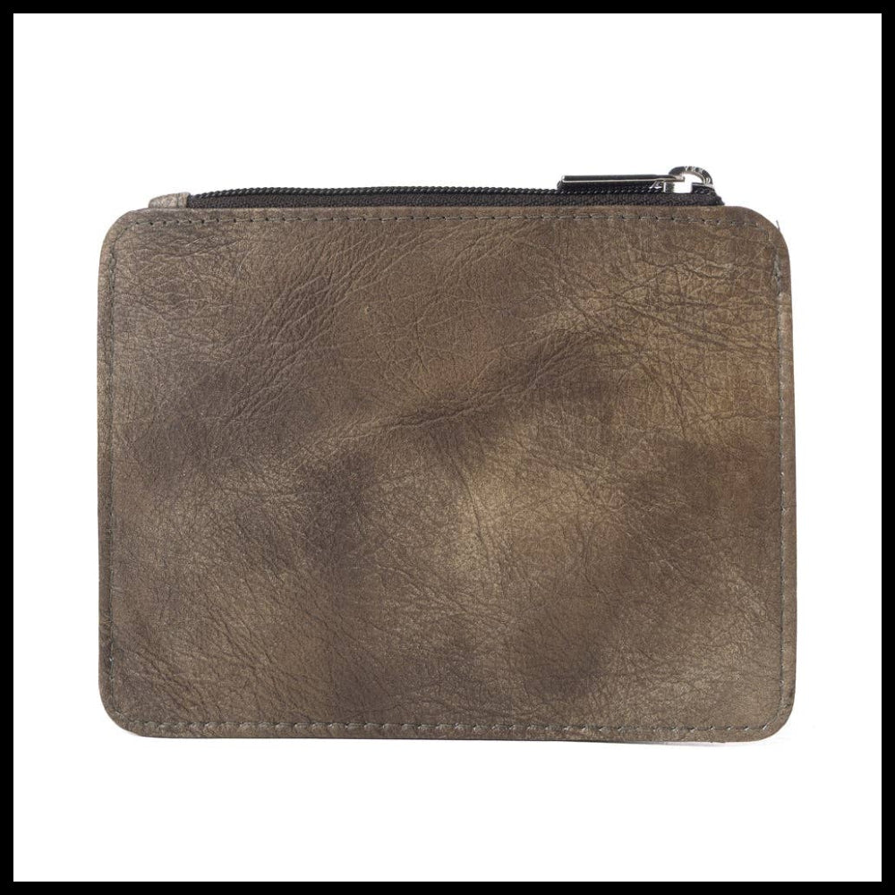 Driftwood Cove Embossed Leather Credit Card Holder in Olive Brown: Olive Brown