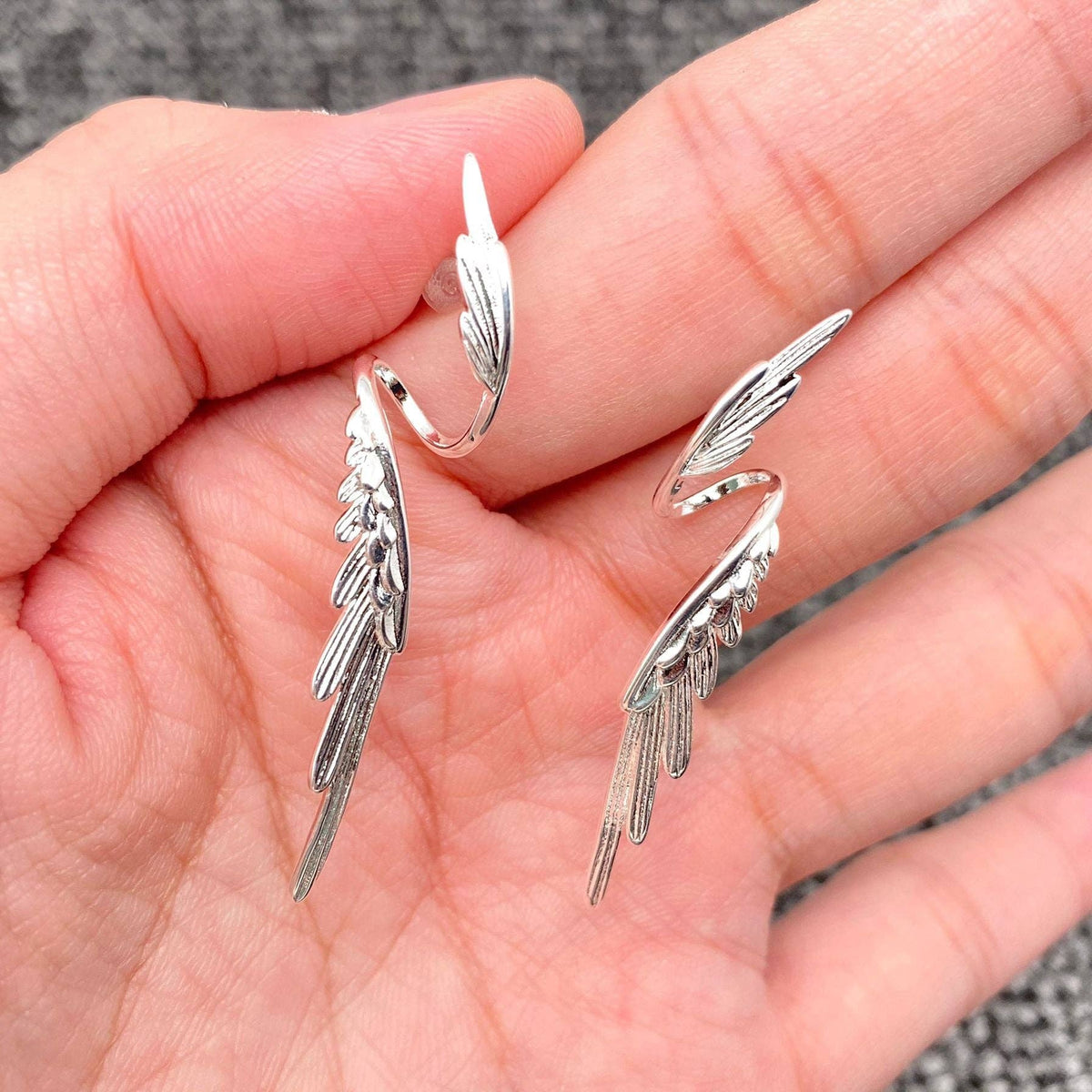 Silver-plated Angel Wings Post Earrings