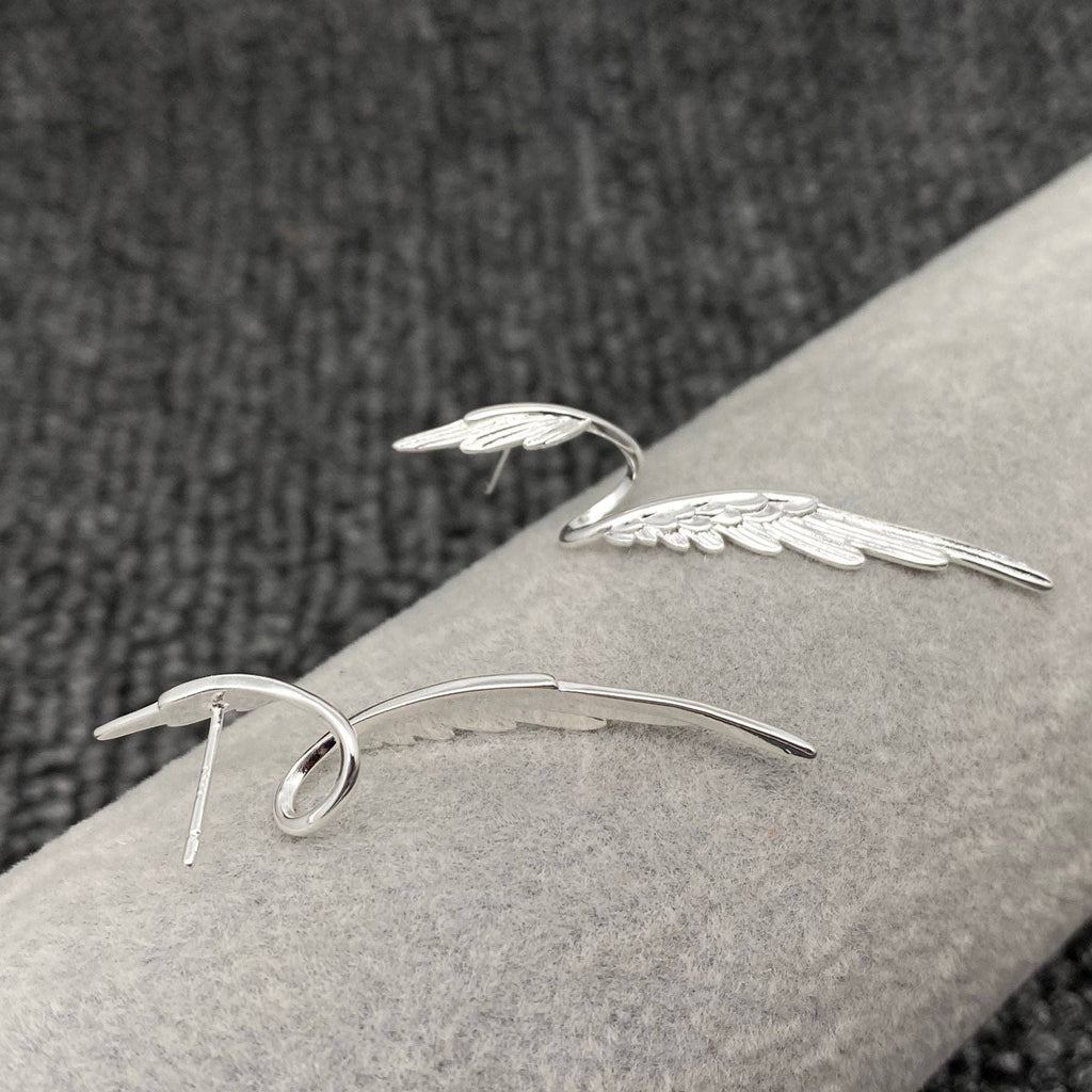 Silver-plated Angel Wings Post Earrings