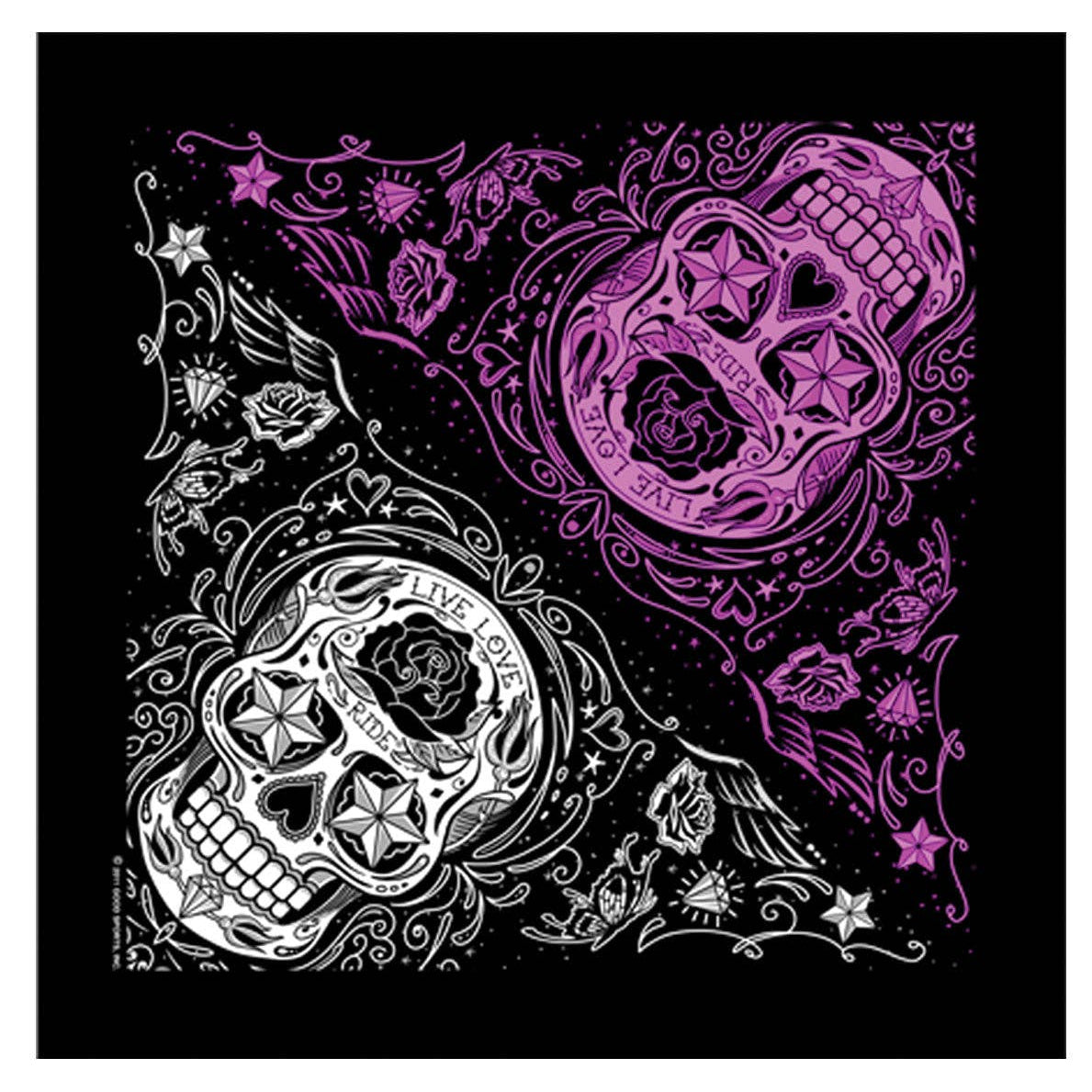 Sugar Skull Bandana 21x21: 21"X21"