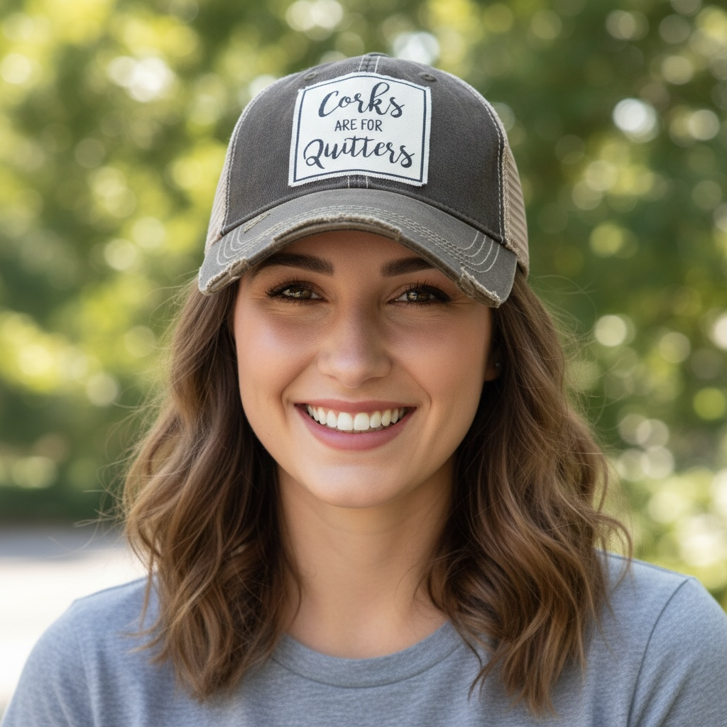 Corks Are For Quitters Distressed Trucker Hat Baseball Cap