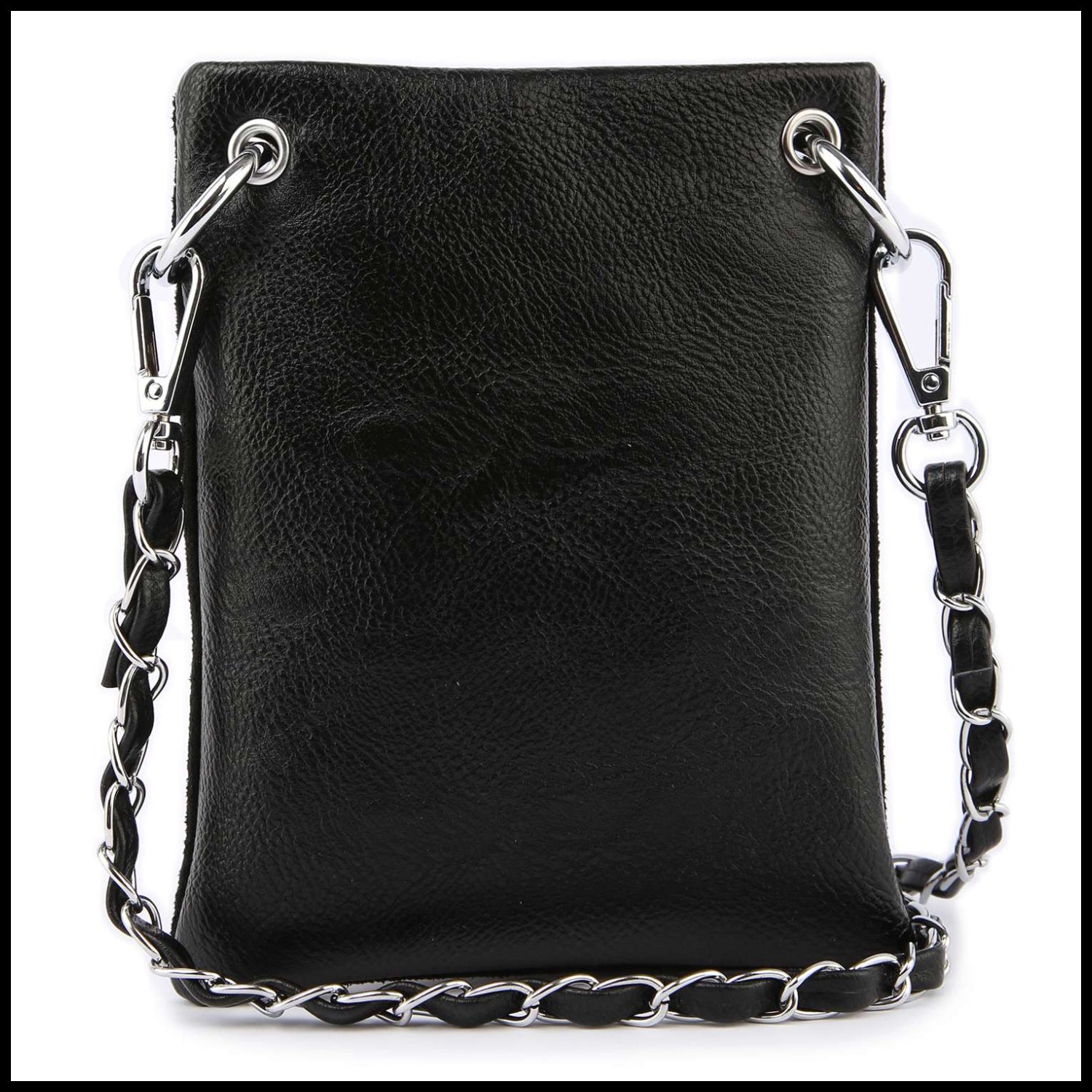Skull And Crossbones Rhinestone Petite Crossbody Sling: Black