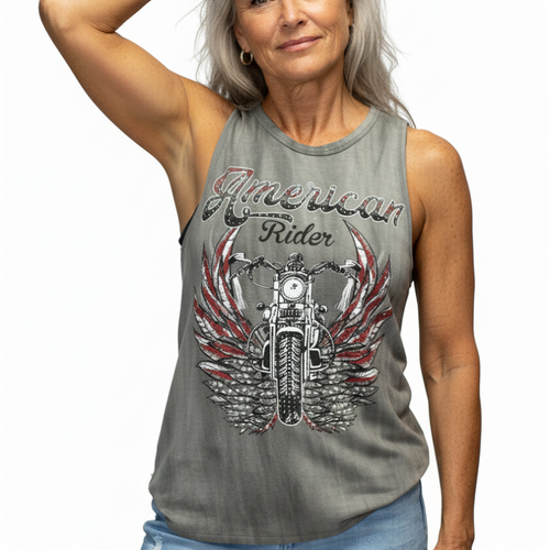 American Rider - Older Biker Woman