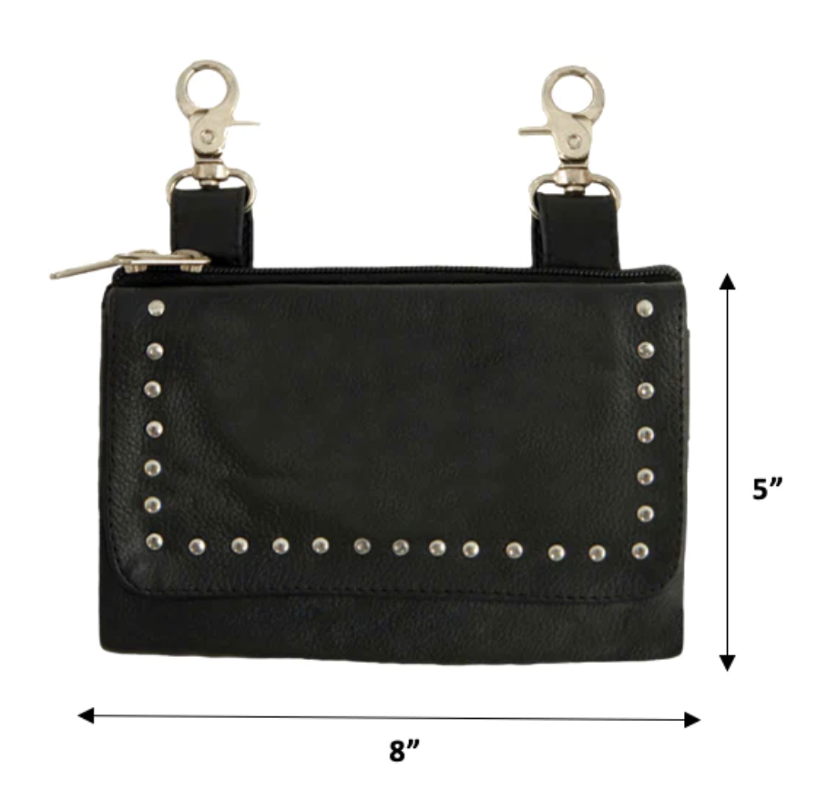 Ladies Studded Belt Clip on Bag: Black