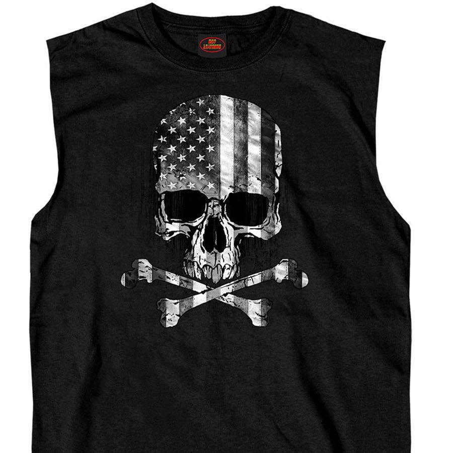 Flag Skull Shooter Shirt: BLACK