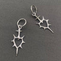 Gothic Silver Tone Thorns Hollow Heart Huggie Earrings