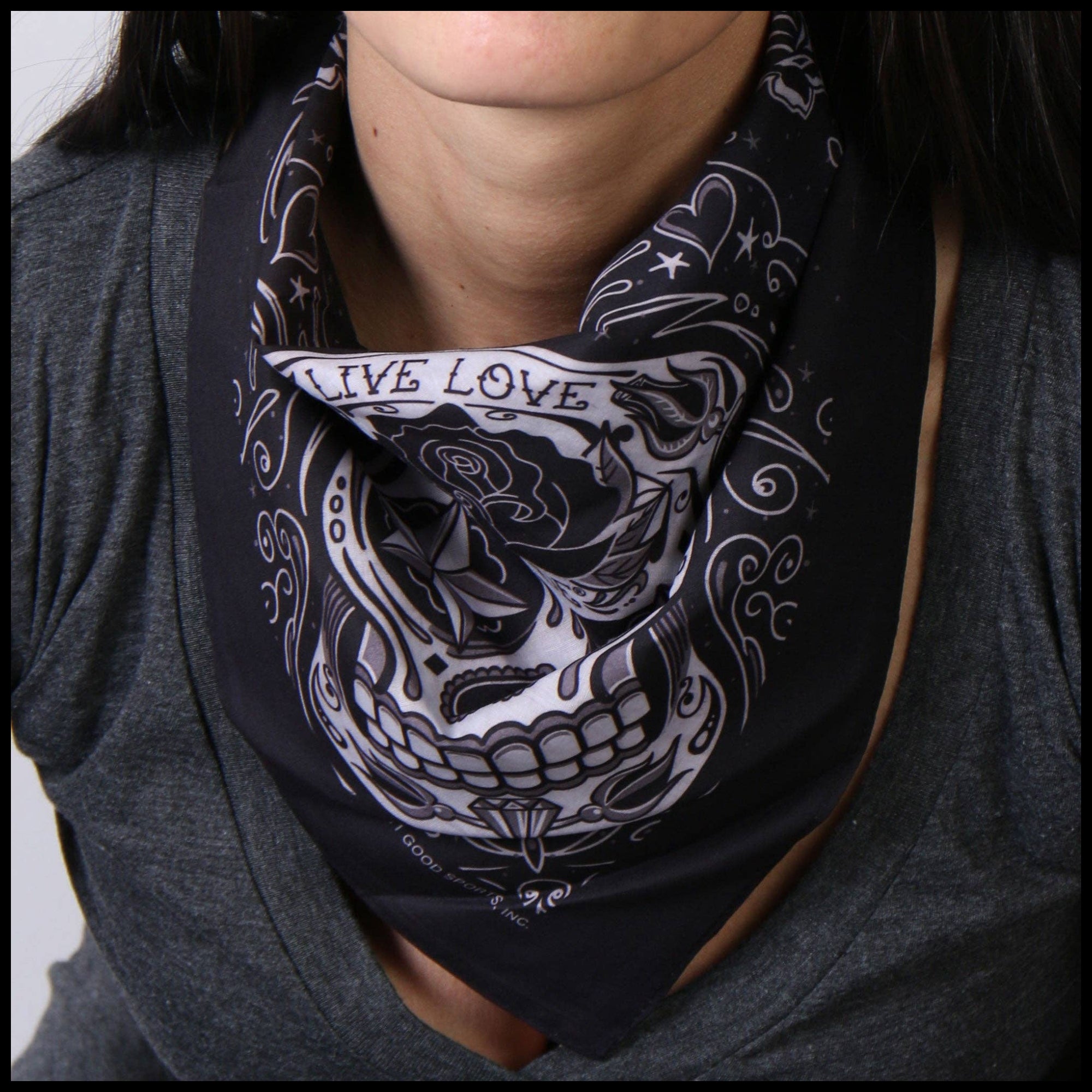 Sugar Skull Bandana 21x21: 21"X21"