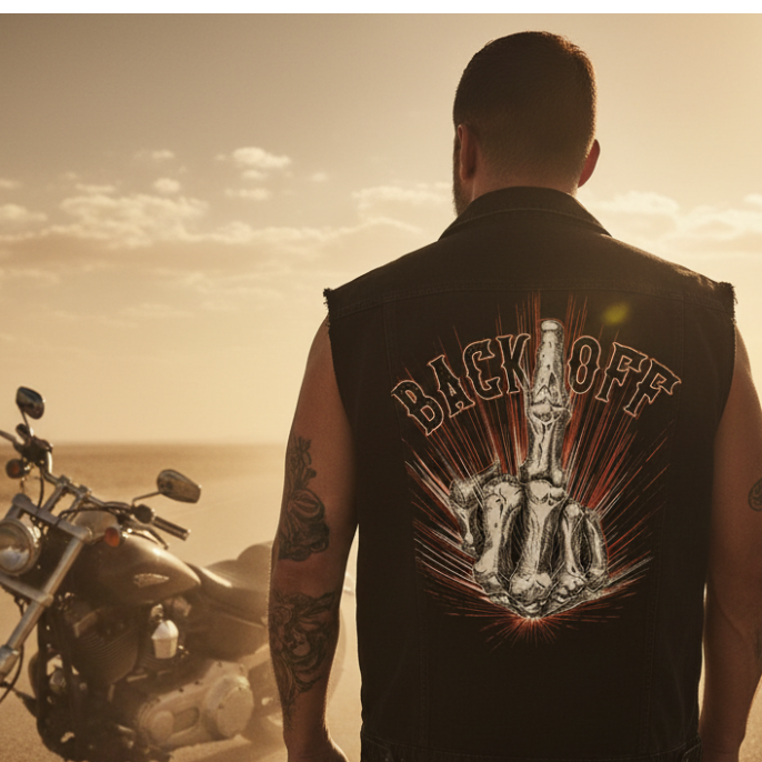 Bone Finger Sleeveless Denim Shirt Back Print Lifestyle