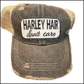 Harley Hair: Black Distressed Trucker Hat