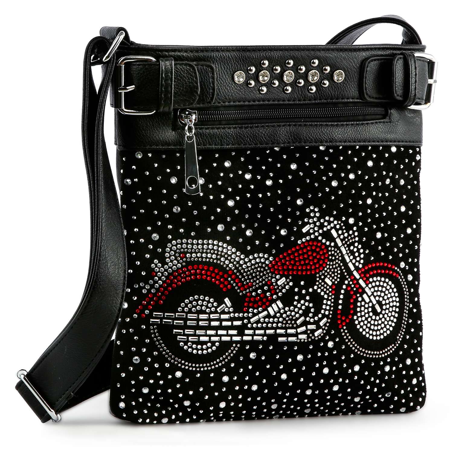 Motorcycle Design Crossbody Sling: Black