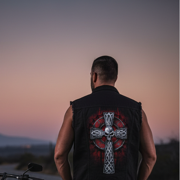 Celtic Skull Vest Back Lifestyle