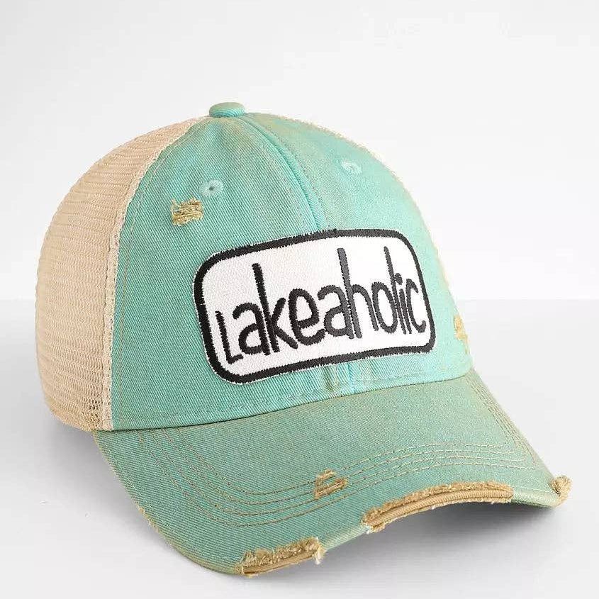Lakeaholic - Mint Distressed Trucker Hat