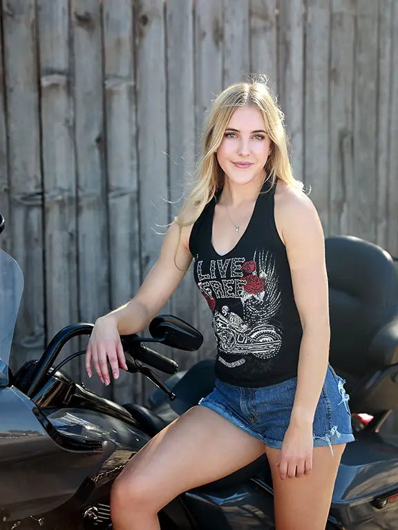Skeleton Bike Live Free Halter Top