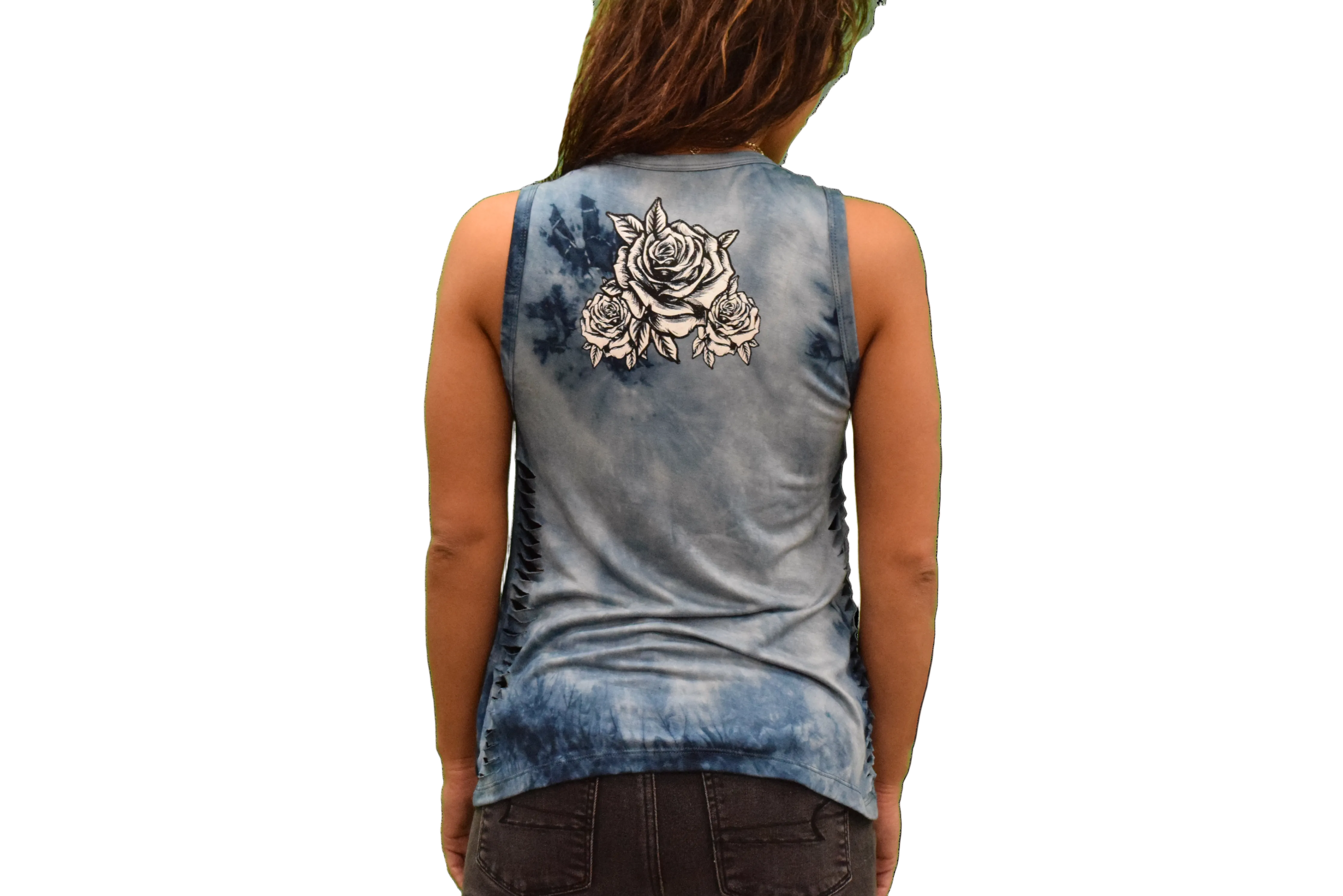 Blue Roses and Wings Tank Top