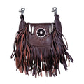 Ladies Leather Fringe Clip-On Bag – Brown Cowhide