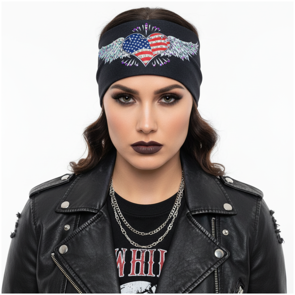 Edgy Biker Chick American Flag Headband