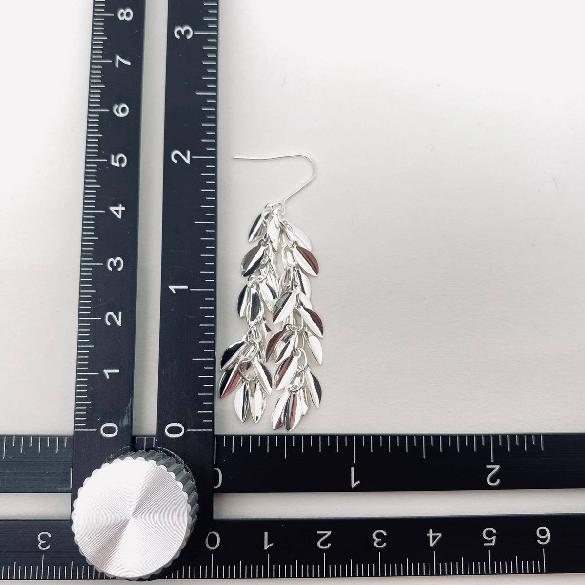 Sparkling Silver Leaf Fringe Dangle Earrings