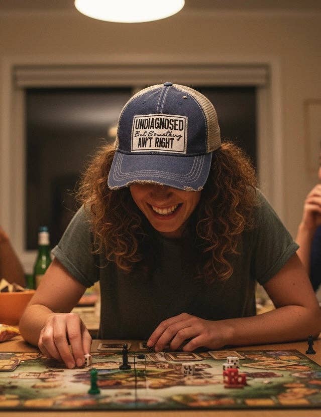 Undiagnosed but Something Ain't Right Distressed Trucker Hat
