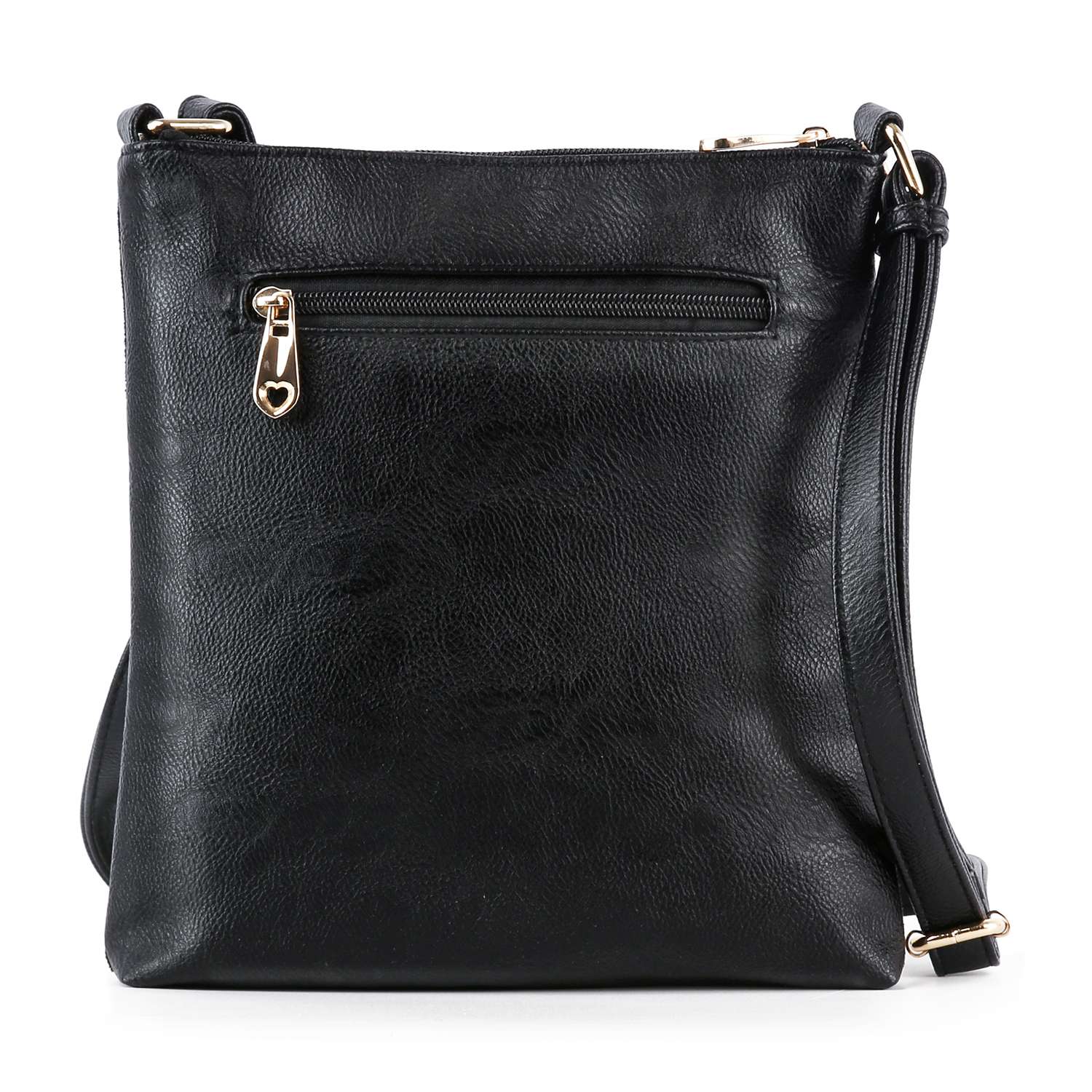Rhinestone Skull And Rose Crossbody Sling: Black