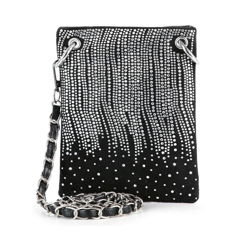 Rhinestone Design Ultra Crossbody Sling: Black