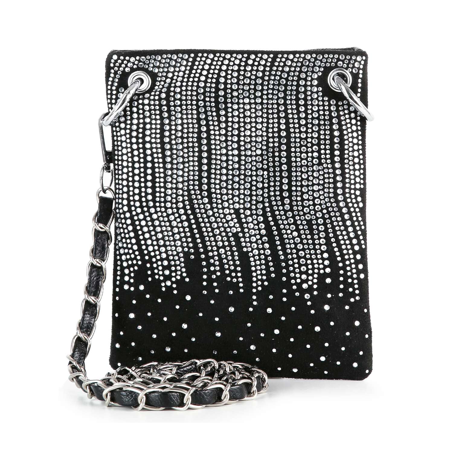 Rhinestone Design Ultra Crossbody Sling: Black