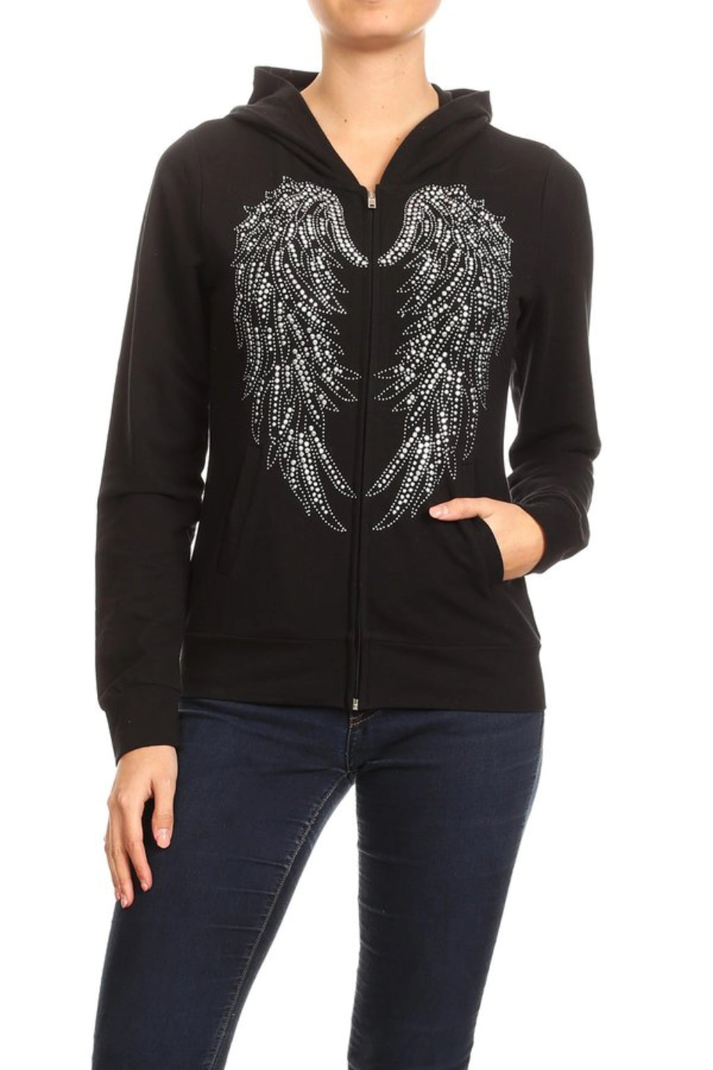 Studded out Angel Wing Hoodie Zip-up Jacket
