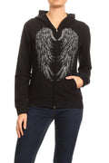Studded out Angel Wing Hoodie Zip-up Jacket