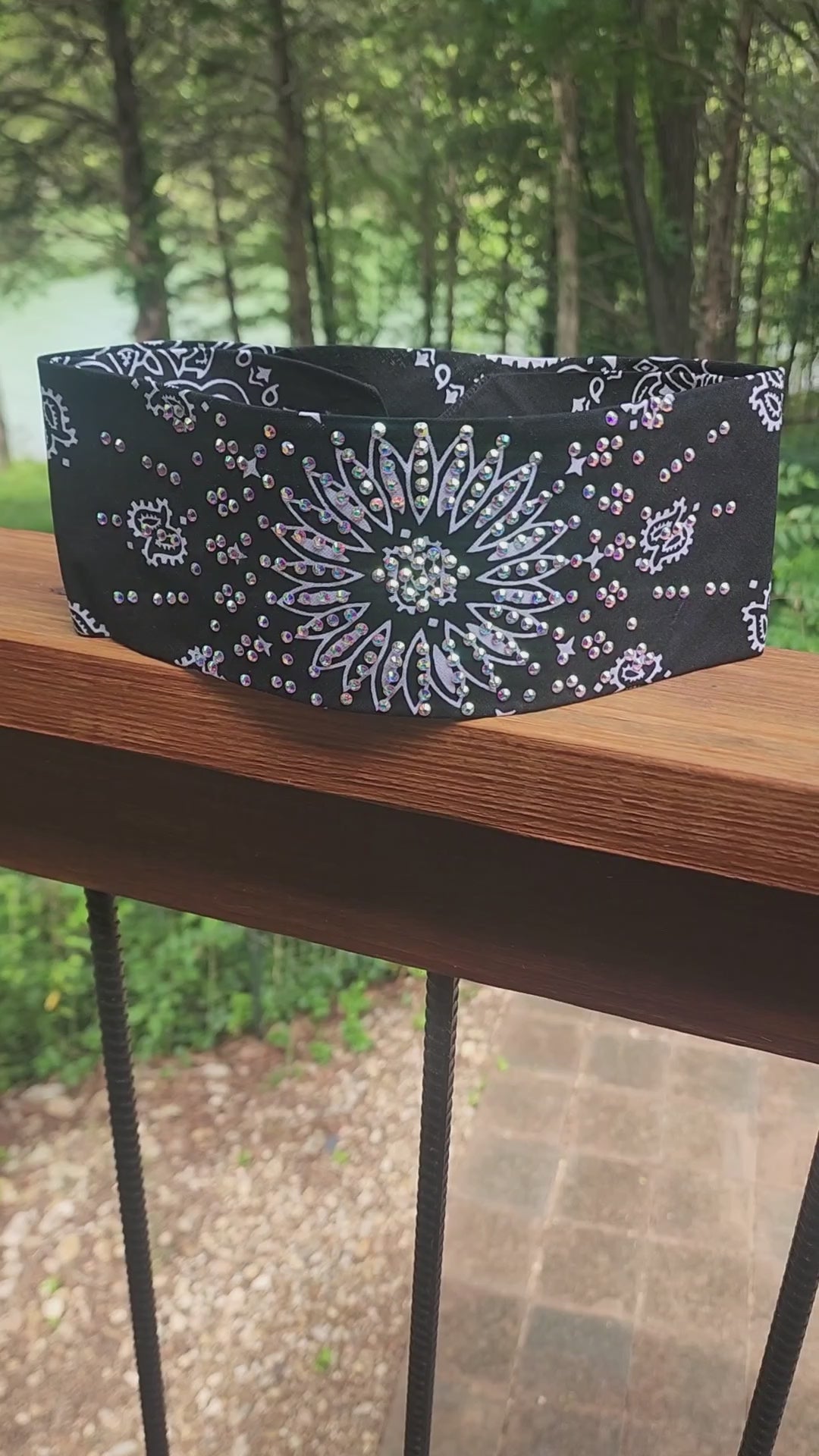 Black Bling Tie Headband – Rhinestone