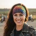 Rainbow Headband Brunette Biker Chick