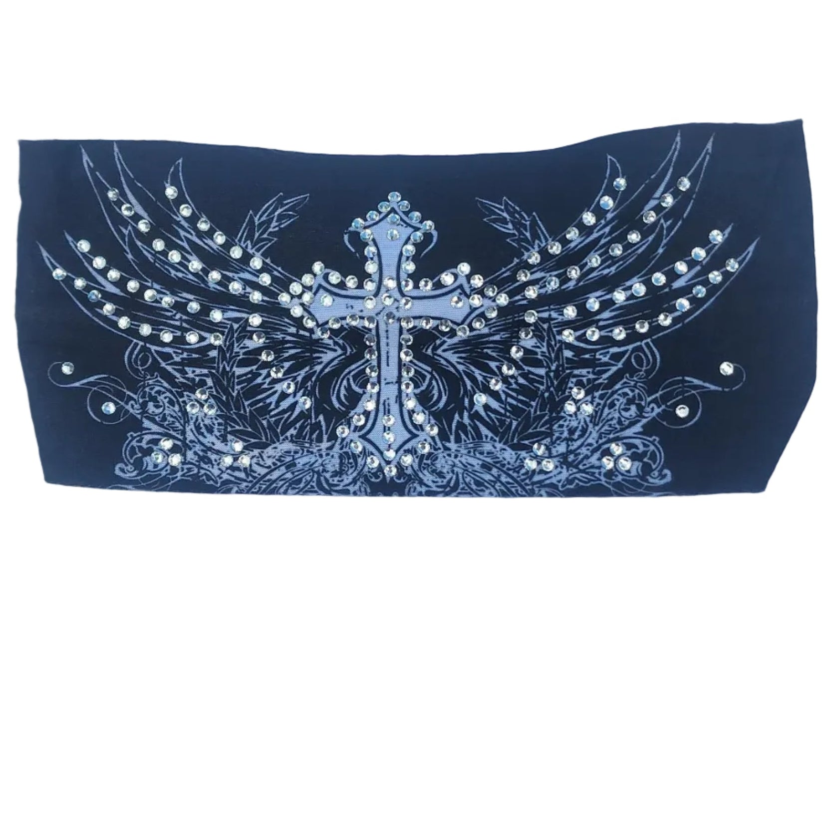 Cross with Wings Black Bling Headband