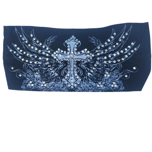 Cross with Wings Black Bling Headband