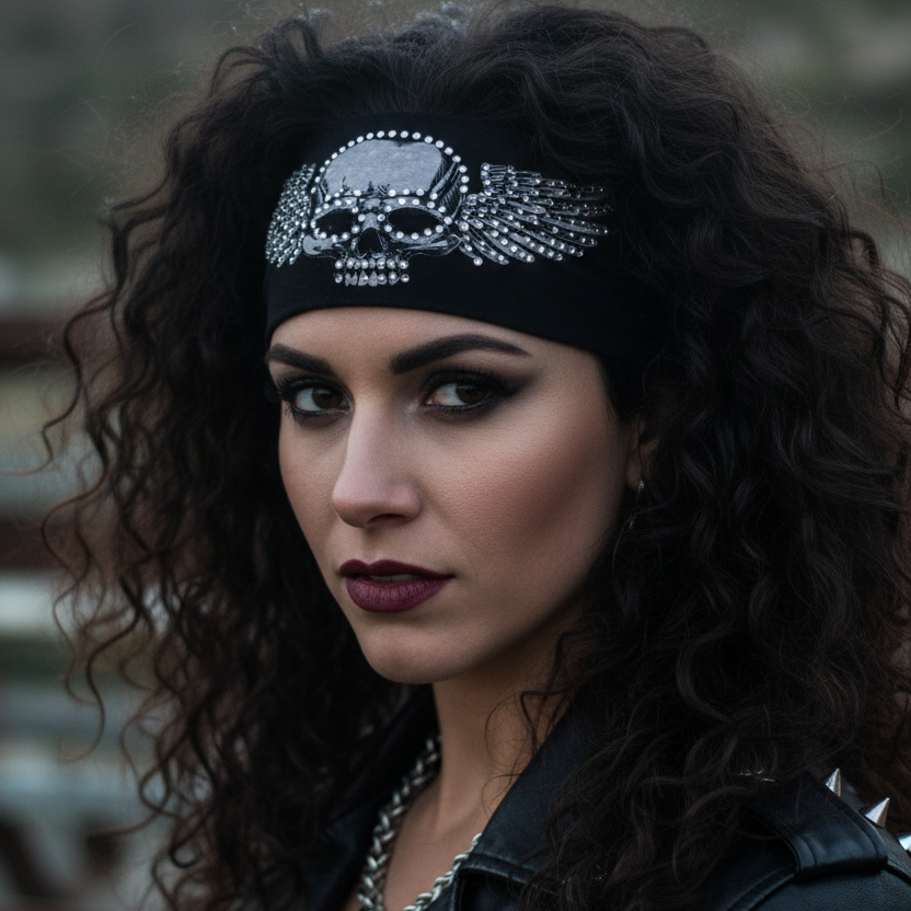 Skull Headband Biker Chick